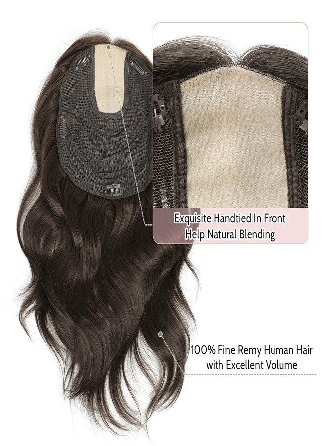 PANEWAY Hair Toppers for Women Real Human Hair Remy Hairpiece with Silk Base 14Inch Large Base Hand-Tied Human Hair Topper Thickening Piece for Daily Wear & Styling - Image 5